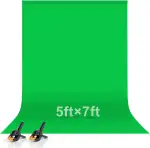 EMART 1,5x2m Greenscreen Grüner Hintergrund Polyester Grüne Chromakey Green Screen Faltbar mit 2 Federzwingen für Fotografie, Zoom, Interviews, Live-Stream