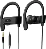 Avantree E171 - AUX 3.5mm Sport Kopfhörer kabelgebunden mit Mikrofon, schweißfest, zum Laufen, Over Ear Kopfhörer mit Ohrbügel, In Ear Jogging-Kopfhörer für Workout, Training, Fitnessstudio,Schwarz