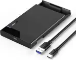 UGREEN Festplattengehäuse 2,5 Zoll Externes Gehäuse für 2.5 Zoll SSD und HDD, UASP unterstützt, werkzeugfreie Montage, USB C 3.2 Gen 2 auf SATA III bis zu 6 Gbps SATA Gehäuse mit USB C 3.1 Kabel