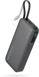 CUKTECH 20000mah Power Bank, 45W Powerbank mit Integriertem USB-C Kabel, Externe Handyakkus mit Schnellladefunktion, Externer Akku mit Digitales Display für iPhone 16/15 Pro Max, MacBook, Galaxy S25