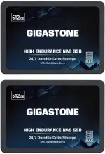 Gigastone NAS SSD 512GB SSD Festplatte (2er-Pack) TLC Hohe Dauerhaltbarkeit SSD für 24/7 Dauerbetrieb NAS-Systeme RAID 2,5 Zoll SATA III Internes Festkörper-Laufwerk SSD Caching
