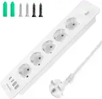 Steckdosenleiste Tischsteckdose mit 4 USB, 5 Fach Versenkbare Steckdose 4000W 16A Einbausteckdose Mehrfachsteckdose, Verteilersteckdose Mehrfachstecker für Konferenztisch, Sofatisch 2M Kabel