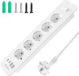 Steckdosenleiste Tischsteckdose mit 4 USB, 5 Fach Versenkbare Steckdose 4000W 16