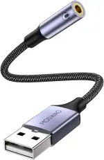 MOSWAG USB auf 3,5 mm Klinke Audio Adapter,Externe USB A Soundkarte auf 3,5 mm Aux Stereo Konverter Adapter,kompatibel mit Kopfhörer, PC, Laptop, Linux, Desktop, PS4 (Hinweis: Nicht für TV)