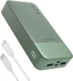 JUOVI Tragbare Powerbank 20000mAh Schnellladefunktion, 45W Akku Pack Power Bank Schnellladen 2 USB-C 2 USB-A mit LED-Anzeige, Akkubank Kompatibel mit Smartphone, Laptop, Tablet, Notebook J2621 (Grün)