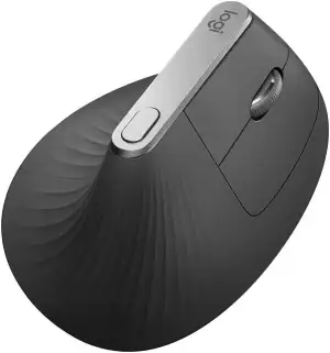 Logitech MX Vertical, Ergonomische Kabellose Maus, Bluetooth und 2.4 GHz Verbindung via Unifying USB-Empfänger, 4000 DPI Sensor, Wiederaufladbarer Akku, 4 Tasten, Multi-Device, PC/Mac/iPadOS - Graphit