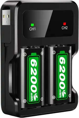 2 x 6200mWh Akku für Xbox One/Xbox Series X/Series S/Xbox One X/S Controller, 2.