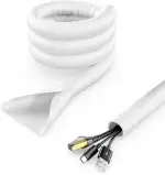 deleyCON 1,5m Kabelschlauch Selbstschließend Kabelmanagement Kabelkanal Kabelschutz Robuster Nylon Kabelmantel Haushalt Büro Schreibtisch Weiß