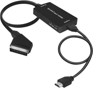 uhddadi Scart auf HDMI Konverter, Scart auf HDMI Adapter Video Audio Wandler HD 