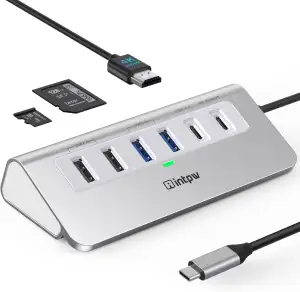 Intpw P9 USB C Hub, 9-IN-1 USB Hub 3.0 mit 4K HDMI, 2 Type-A 3.0, PD 100W, 2 Typ