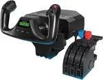 Logitech G Saitek Pro Flight Yoke System, Steuerhorn und Schubregler für Flug Simulatoren, Throttle Quadrant, 5 Achsen, Edelstahl-Höhenruder, Querruder-Steuerwelle, USB-Anschluss, PC - Schwarz