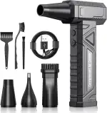 Elektrische Staubgebläse Druckluftspray für PC Reinigung - Electric Air Duster 200000 RPM, 4-Gang Einstellbare Mini-Gebläse mit Akku, Luftgebläse für Tastatur, Haus, Outdoor, Auto, W18, Schwarz
