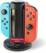Lioncast® Ladestation kompatibel mit Joy Con Controller für Nintendo Switch [mit LED Ladeanzeige] - Halterung für Nintendo Switch 1 Controller extra Stabiler Stand