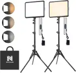2-Pack Fotografie Beleuchtung Kit, NiceVeedi 25W LED Video Licht Kit, 2900-7000K Dimmbare Studio Licht mit Stativständer und Ladegerät, 185cm Stream Licht für Videoaufnahme, Schießen, YouTube