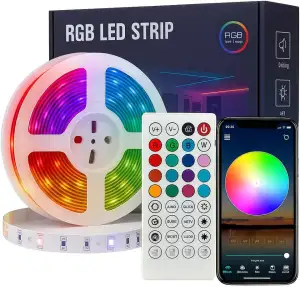LED-Streifen, selbstklebend, Bluetooth RGB LED-Streifen mit Fernbedienung und App, LED-Beleuchtung, LEDs für Zimmer, Gaming-Party (20M)