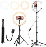 ATUMTEK 12" Selfie-Ringlicht mit 63" Ausziehbarem Stativ, Selfie-Licht mit Handyhalter und Bluetooth-Fernbedienung, Dimmbares LED-Ringlicht für Streaming, TikTok, Zoom, Vlogging, YouTube usw.
