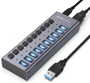 ACASIS Powered USB Hub,10 Ports USB 3.1 Hub mit 10Gbps Data Speed, Individuellen