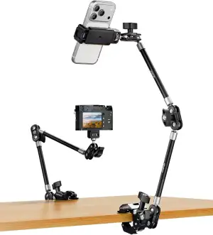 ULANZI C078 Magic Arm mit Klemme, Overhead Stativ mit 360°-Kugelkopf, Klemmstativ mit Handyhalter...