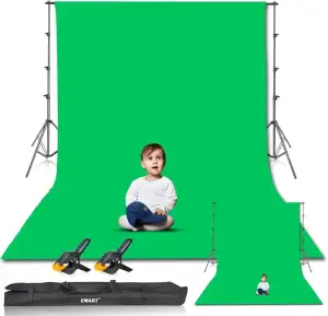 EMART Greenscreen Hintergrund mit Ständer, 2,6x3m Hintergrundsystem, 3 X 3,6m Gr