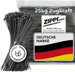 Kabelbinder wiederverschließbar 300mm (500 Stück) | 300mm x 4,8mm - 25kg Zugkraft | wiederverwendbare Kabelbinder | lösbar & uv beständig | Elektroinstallation & Kabelmanagement | Schwarz