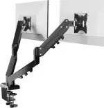 FLEXISPOT Dual Monitorhalterung 17–32 Zoll, Gasdruckfeder Monitorarm für 2 Monitore, unabhängig höhenverstellbar, VESA 75x75/100x100, Tischklemme oder Durchführungsbohrung