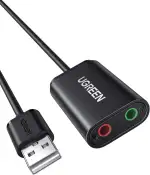 UGREEN Externe USB Soundkarte Klinke Adapter für Computer, PS5, PS4, USB Audio Stereo Adapter External Sound Card (Schwarz)