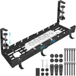 Kabelkanal Schreibtisch Schwarz Ohne Bohren, Einziehbar 28,5-55CM Kabelmanagement Schreibtisch, Verstellbarer Metall Kabelhalter Kabelwanne Kabel Organizer Tisch, Kabelkorb Klemmbar für Büro