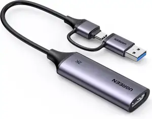 UGREEN Video Capture Card, USB 3.0 HDMI auf USB C/A Videoaufnahmekarte, 4K Einga