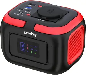 Powkey Tragbare Powerstation 26400mAh/97.68Wh, Powerbank mit Steckdose 120W 230V