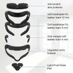 AMVR Resilient VR Facial Vent Soft Interface Bracket für Q2 & Anti-Leckage Light PU-Lederschaum-Gesichtsabdeckung Ersatzpolster, Custom Comfort Zubehör 7-in-1 Set (Nicht kompatibel mit Quest 3)