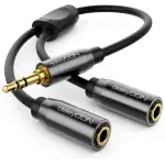 deleyCON 0,20m Audio Klinken Y Splitter Kabel Y-Adapter Kabel - AUX - 3,5mm Klinken Stecker auf 2...
