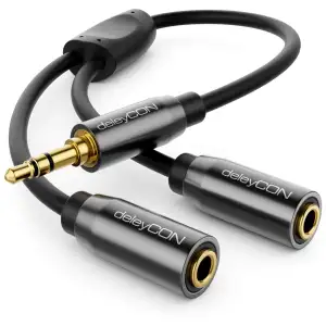 deleyCON 0,20m Audio Klinken Y Splitter Kabel Y-Adapter Kabel - AUX - 3,5mm Klin