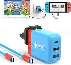 Docking Station für Nintendo Switch OLED/Steam Deck, Mini GaN Netzteil Mit 3-Por