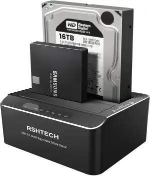 RSHTECH Dualschacht Festplatten Docking Station, USB 3.0 Aluminium Festplatten D