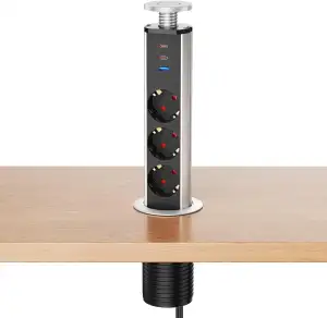 Versenkbare Steckdose 2×USB-C PD20W und USB A, 3 Fach Tischsteckdose Versenkbar 