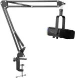 FIFINE XLR Streaming Mikrofon mit Arm für Podcast Studio, USB Dynamisch Microphone Gaming PC mit Stummschalttaste, für PS4/5 Mac Mixer Soundkarten