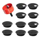 10 Stück Kabeldurchlässe 60mm Schwarz – Kabelkanal mit Lochsäge für Schreibtisch, Tisch und Büro – Kabeldurchführung für saubere Kabelorganisation