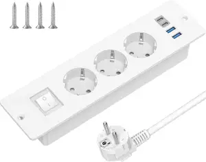 Tischplatte Versenkte Steckdose mit USB C, 3 Fach Einbausteckdose Steckdosenleis