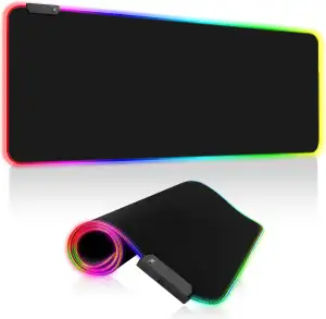 Gaming Mauspad RGB, 800x300mm, XXL Gaming Mousepad groß, 14 Beleuchtungs Modi 7 