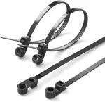 XINGO 100 x Kabelbinder Mit Schraubenloch, Montierbarer Kopf, Mehrzweck-Nylon für Innen- und Außenbereich (150 x 3.6mm, Schwarz)