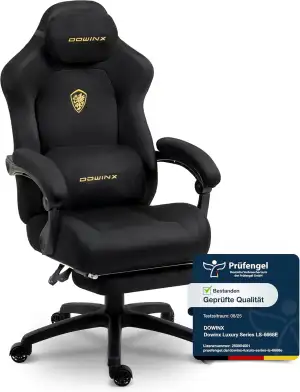 Dowinx Gaming Stuhl Ergonomisch mit Massage-Lendenkissen, Höhenverstellbare Kopf