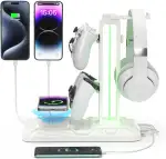 KDD Gaming Headset Halterung mit Wireless Ladegerät - Controller Halter & Kopfhörer Halter Led mi...