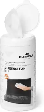 Durable Bildschirmreiniger (Screenclean Box, Spenderdose) 100 Feuchttücher, weiß, 573602