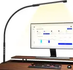 EYOCEAN LED Schreibtischlampe, Augenschutz Klemmleuchte, Klemmlampe Einstellbare Dimmen & Farbtemperaturen, Büro Tischlampe, Klemmlampe mit Speicherfunktion und Timerfunktion, 12W, Schwarz