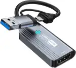 Papeaso Video Capture Card, 4K HDMI to USB/USB C 3.0 Capture Card, 1080P 60FPS Video Capture Device, for Streaming, Teaching,Gaming, Video conferencing or Live Broadcasting