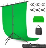 EMART Greenscreen mit Ständer, 2 x 2 m Hintergrund Ständer mit 1,5 x 2 m Green Screen für Foto Video Studio, TV Videos, Streaming Spiele, Live Übertragung, Chroma-Key