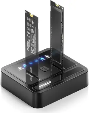 FIDECO M.2 NVMe SATA SSD Cloner Dock, USB 3.2 Gen 2 X 2, 20Gbps Dual NVMe SATA S