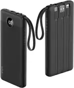 VRURC Power Bank mit 4 Kabel 10000mAh Powerbank Tragbares Ladegerät USB C Externer Handyakkus LED Display mit 5 Ausgängen 2 Eingänge Kompatibel mit iPhone/Huawei/Samsung Smartphone Android usw