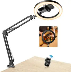 Evershop Ringlicht mit Stativ Handy Overhead 10”, Ring Light mit Fernsteuerung R