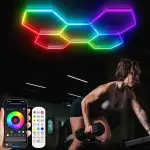 RGB Hexagon LED licht : 5 Stück, dimmbar, sechseckig, DIY-Installation für Fitnessstudio, Bar, Gaming, E-Sport-Raum, Ambientebeleuchtung Zimmer, Gaming Setup Licht